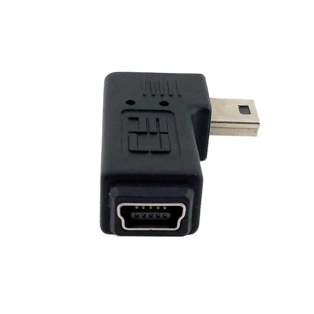 Переходник Mini USB штекер гнездо на 90 градусов с левым и правым углом 5 контактный