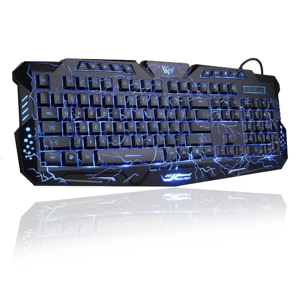 Crackle M-200 LED 3 цвета подсветка 104 клавиши клавиатура USB Проводная мультимедийная