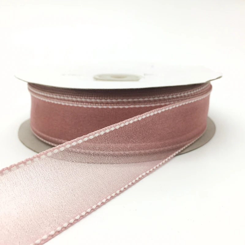 Light Mauve 25 цветов, 5 ярдов, 1 дюйм(25 мм), атласная лента из органзы для бантиков, рождественские украшения, вечерние ленты - Цвет: Light Mauve