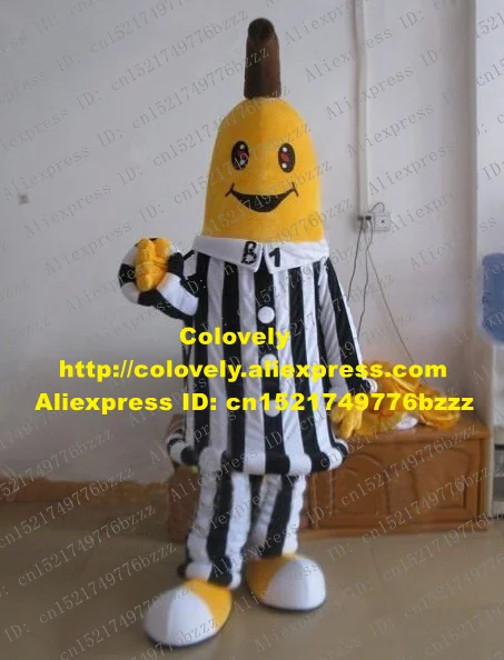 Классные желтые бриллиантовые костюмы Mascotte Pisang Banannas с черно-белыми бриллиантами