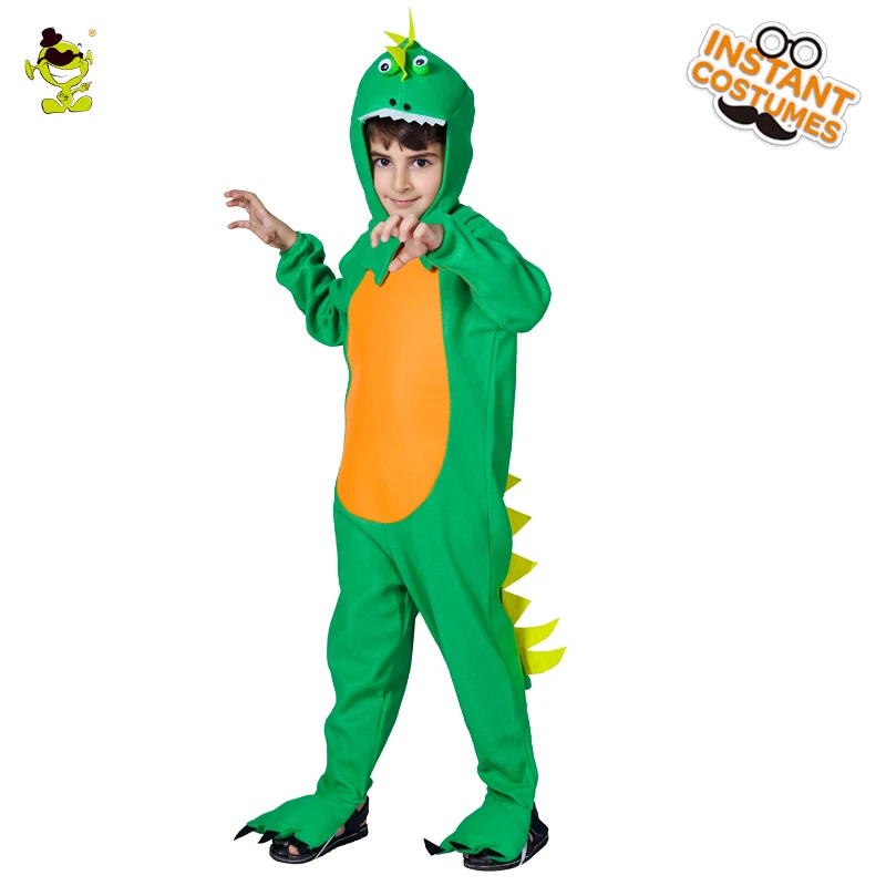 QLQ Дети костюмы динозаврика для детей ролевая игра зеленый комбинезон с