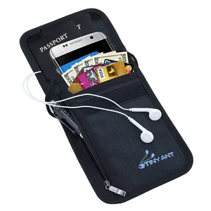 Нейлоновый дорожный кошелек с защитой от кражи на шею, семейный Держатель для паспорта, кошелек со скрытыми карманами, нагрудная сумка с блокировкой RFID