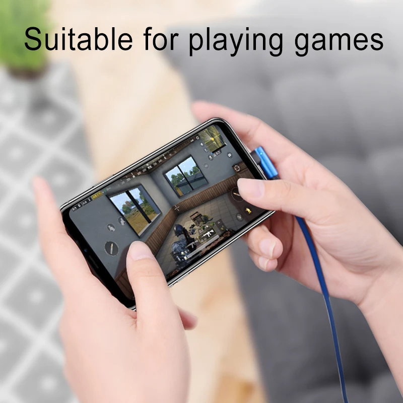 Двойной кабель для передачи данных игровой кабель для зарядки 90 градусов под прямым углом провода мобильного телефона с светильник для android type c iOS