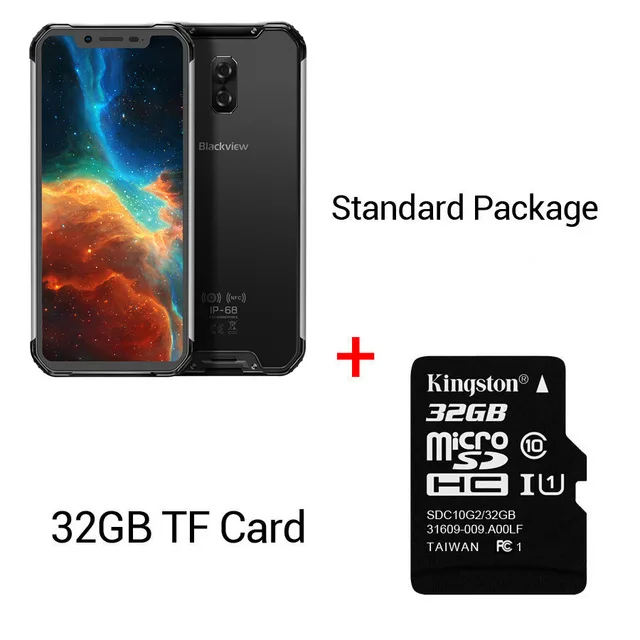 Новинка Blackview BV9600 IP68 водонепроницаемый мобильный телефон Helio P70 Android 9,0 4 Гб+ 64 Гб 6,2" 19:9 AMOLED 5580 мАч смартфон - Цвет: Black  32GB TF Card