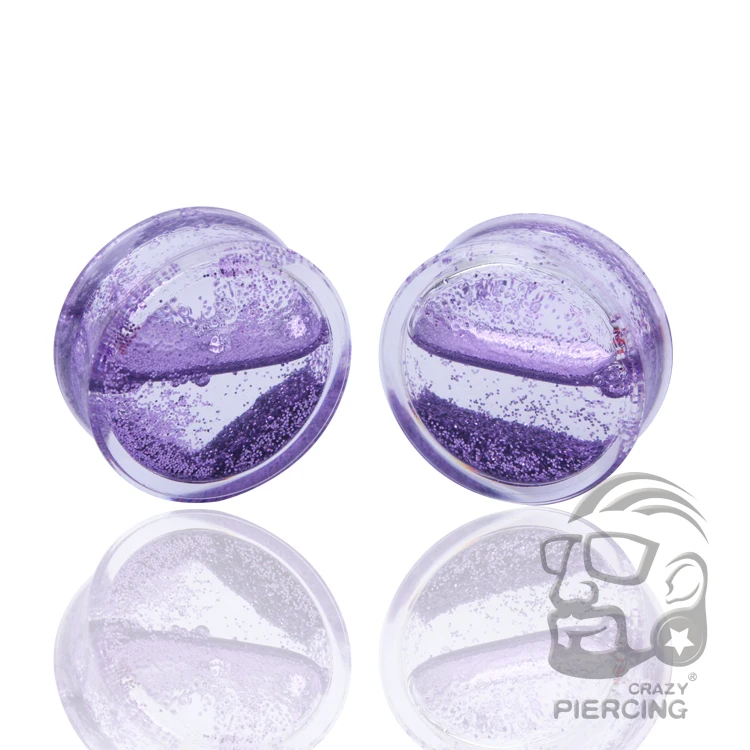 1 пара фиолетовый порошок жидкость из акрила калибр пробка тоннель для тела