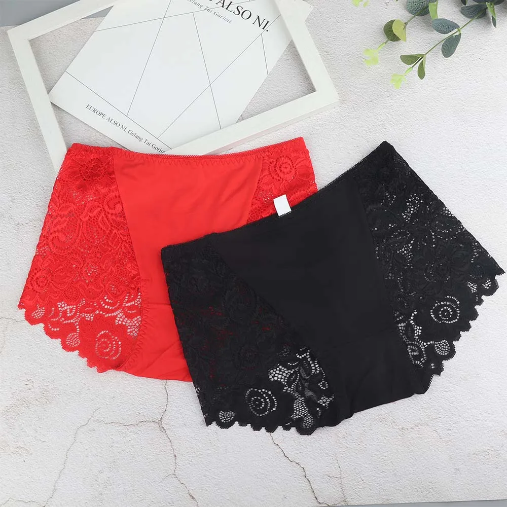 Женские бесшовные кружевные трусики с высокой талией нижнее белье дышащие