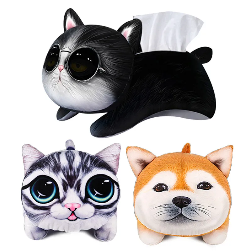 

Car Ornaments Automobile decoration Accessories interior Cute pet charcoal car armrest box tissue box car with tray Car pendant