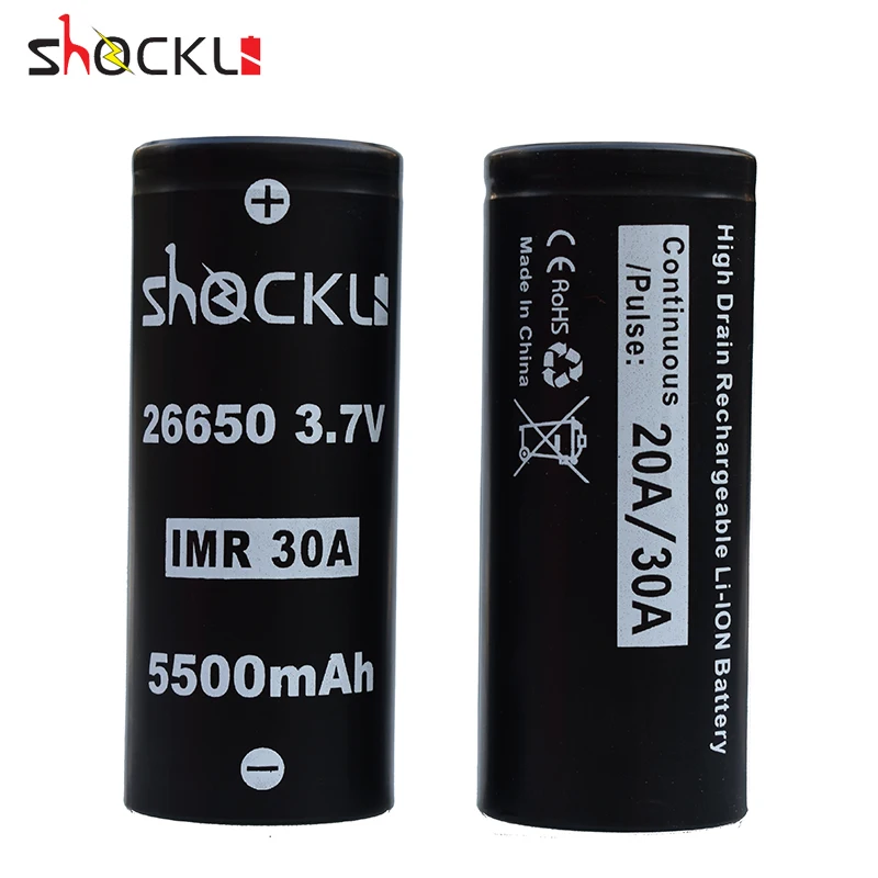 

Аккумулятор Shockli 26650 26650 5500 мАч 3,7 В литий-ионная аккумуляторная батарея 20A 30A для фонариков высокой мощности U21 l2 TC20 DQG Tiny