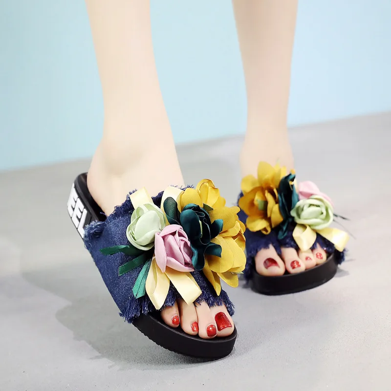 Сандалии Riband женские на плоской подошве цветочный принт бант толстая подошва
