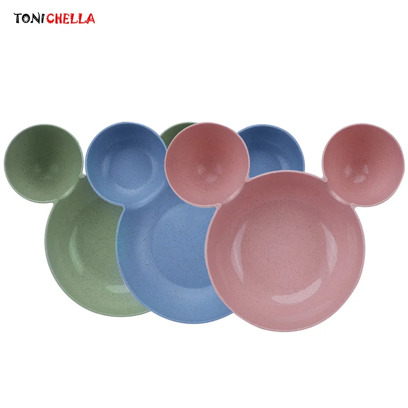 Детская Милая миска для мыши пшеничная соломенная цветная мультяшная тарелка