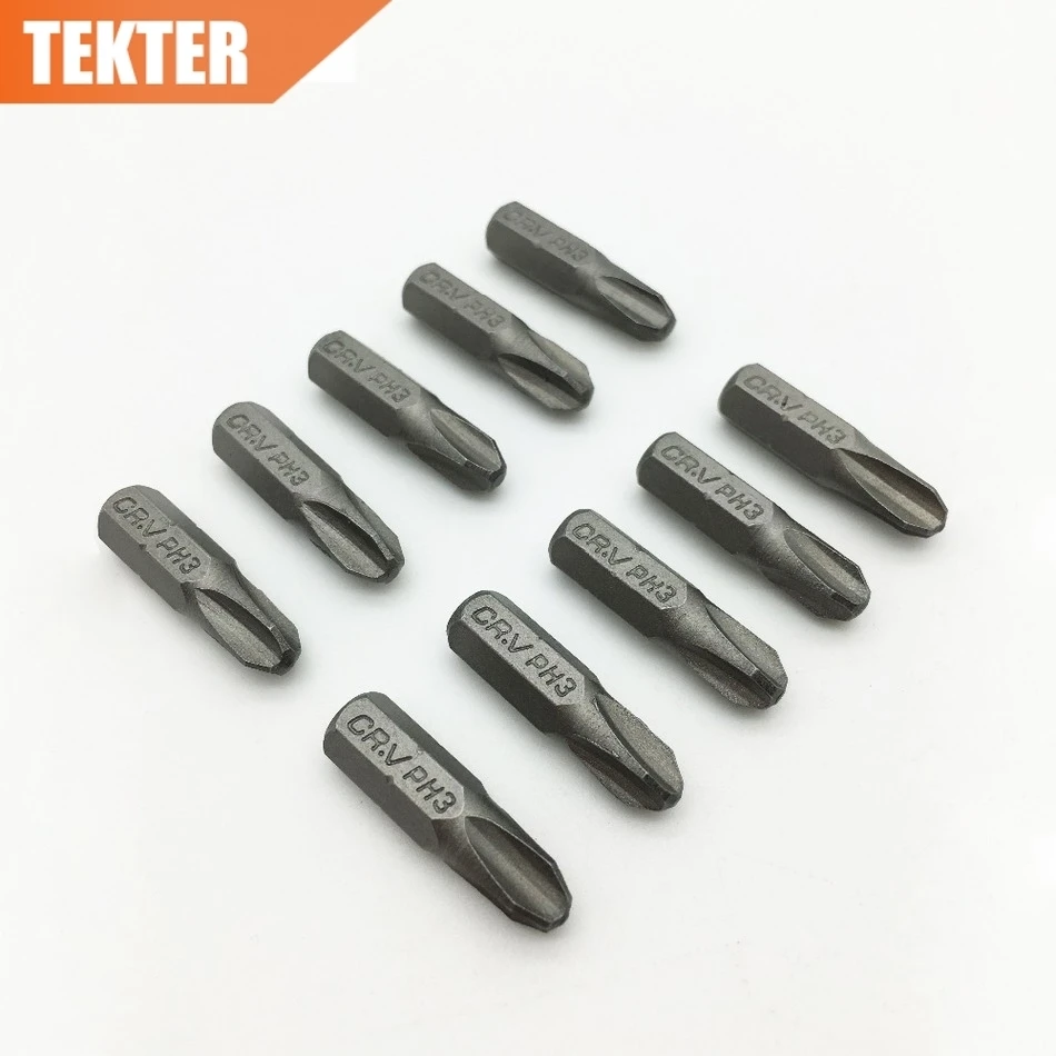 TEKTER 10 шт. хром ванадиевая Cr v сталь #3 пиллипс отвертка Биты 25 мм шестигранный