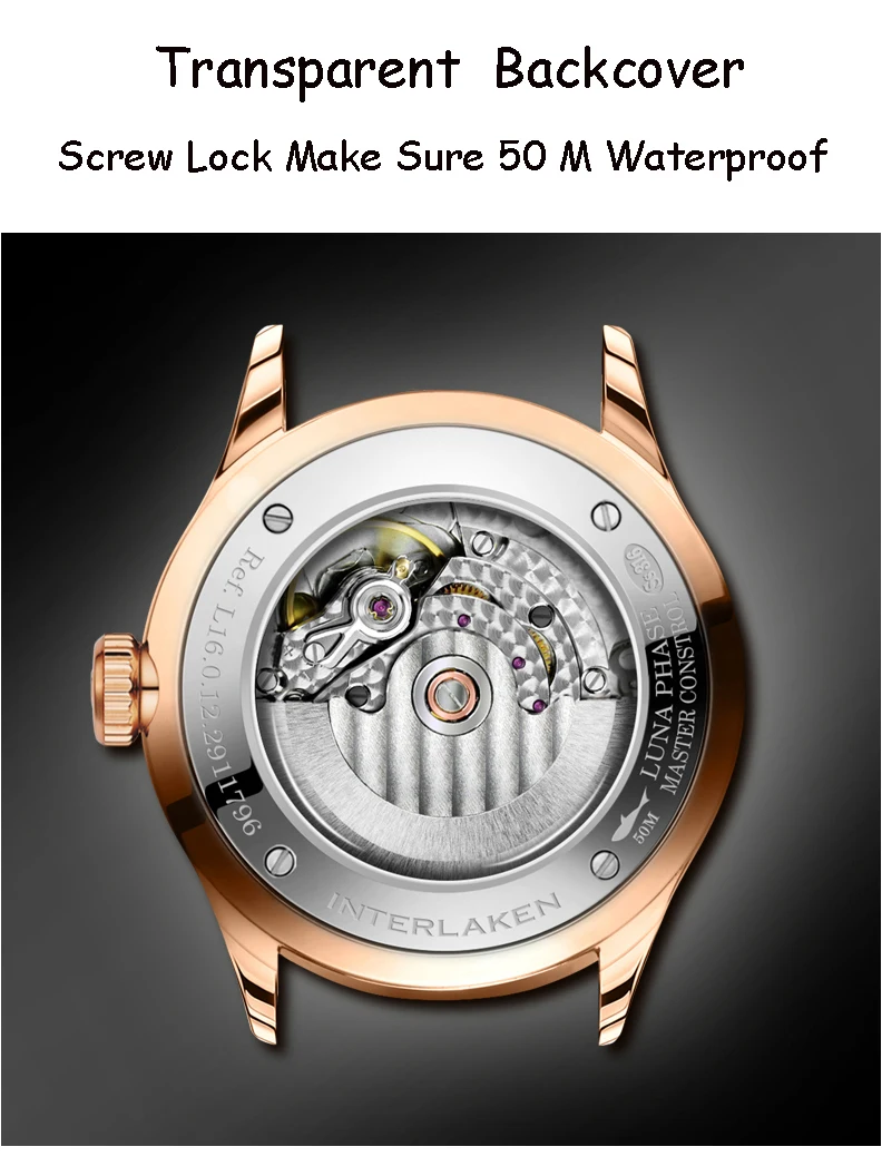 Switzerland LOBINNI мужские часы люксовый бренд Moon Phase Seagull автоматические