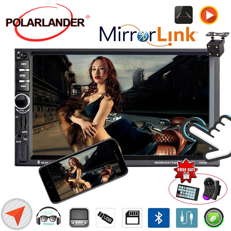 7 дюймовый автомобильный радиоприемник Mirror Link экран 2 DIN с картой Bluetooth MP5