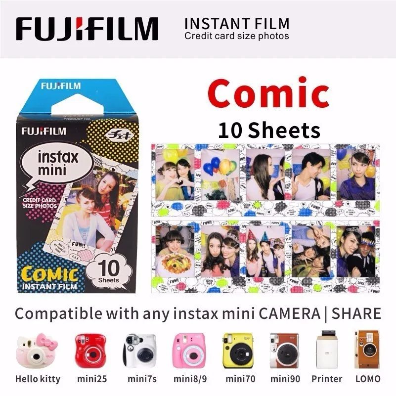 comic 10 Sheet ЖК-дисплея с подсветкой FUJIFILM FUJI INSTAX MINI 9 пленка глянцевая фотобумага в 1 пакет для SP1 SP2 70 7cs 8 25 90 50 Lomo - Цвет: comic 10 Sheet