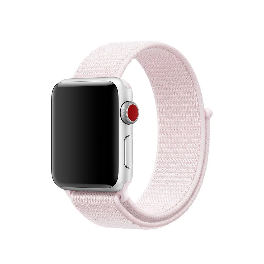 Pearl Pink Ремешок для наручных часов Apple Watch Series 5/4/3/2/1 38 мм 42 мм нейлон дышащий сменный ремешок Спортивные петли для наручных часов Apple Watch, версии 44 мм 40 мм - Цвет ремешка: Pearl Pink