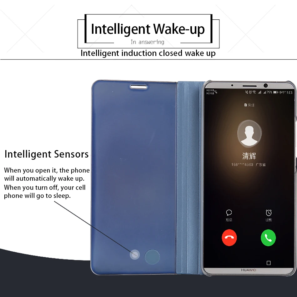 Mirror flip phone case with stand function For Huawei Mate 9 | Мобильные телефоны и аксессуары