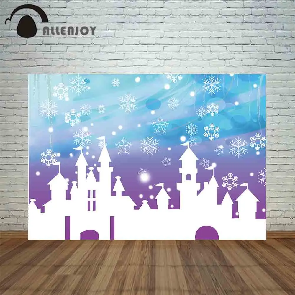 Фон для фотосъемки Allenjoy с изображением замка акварелью снежинками мечты