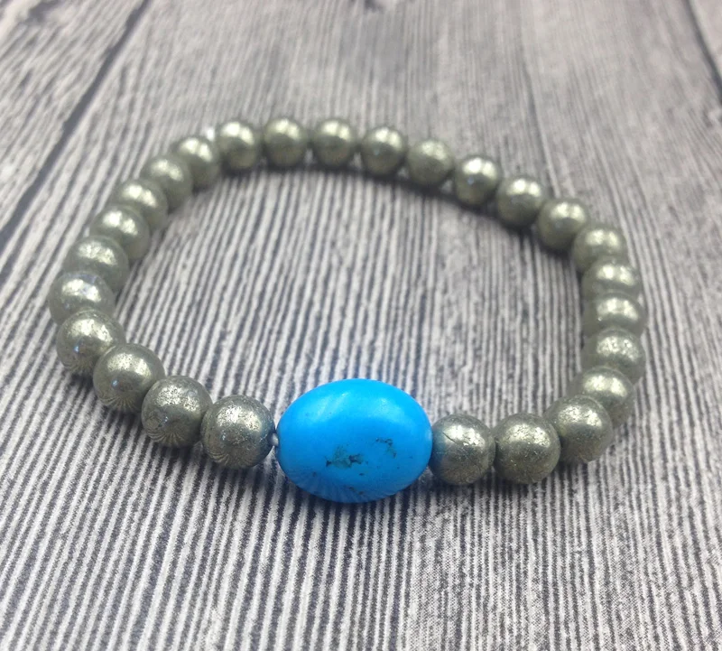 YA2601 Синий Бирюзовый Овальный бисер Пирит 6 мм бусины эластичный шнур| |
