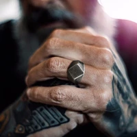 signet ring for men stainless steel quadrangle flat top square mens jewellery