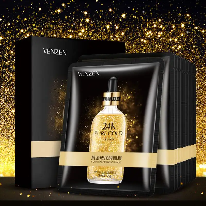 

1pc Gold Hyaluronic Acid Facial Mask Moisturizing Hydrating Smoothing Depth Replenishment Face Skin Care