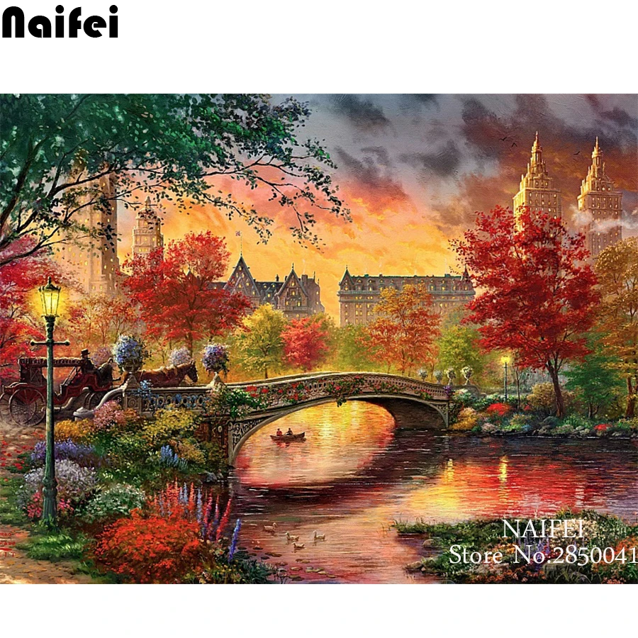 Алмазная живопись «Парк Нью-Йорка», «сделай сам», вышивка крестиком, пейзаж, квадратная Мозаика из смолы, 5D Вышивка