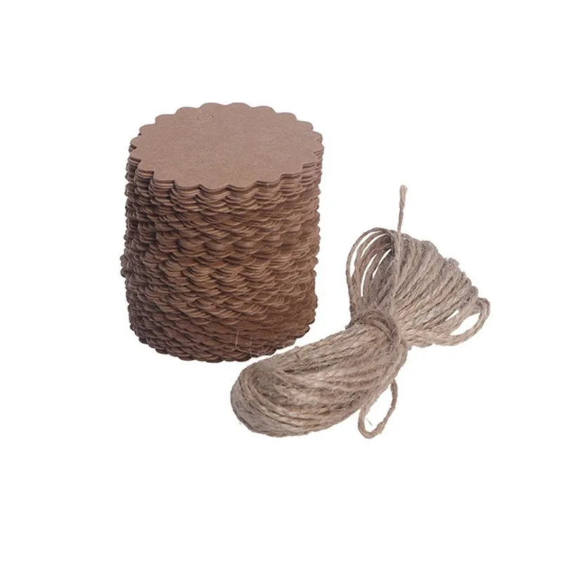 100 шт 60 мм круглая зубчатая крафт-бумага/Подарочная бирка/DIY ярлыки ценники Ушные Шпильки крючки, картон ценники