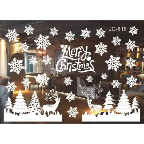 Merry Christmas Removable Art Vinyl Home and Window Wall Sticker Decoration Xmas Santa Claus Snowflakes Town Decal Decor | Дом и сад