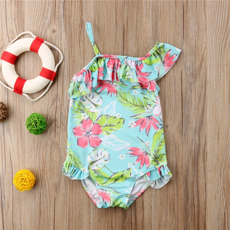 Girls One Piece Swimsuit 2019 Floral Printing Bikini Swimwear Bathing Suit One-piece Beachwear Swimming For Kids | Спорт и