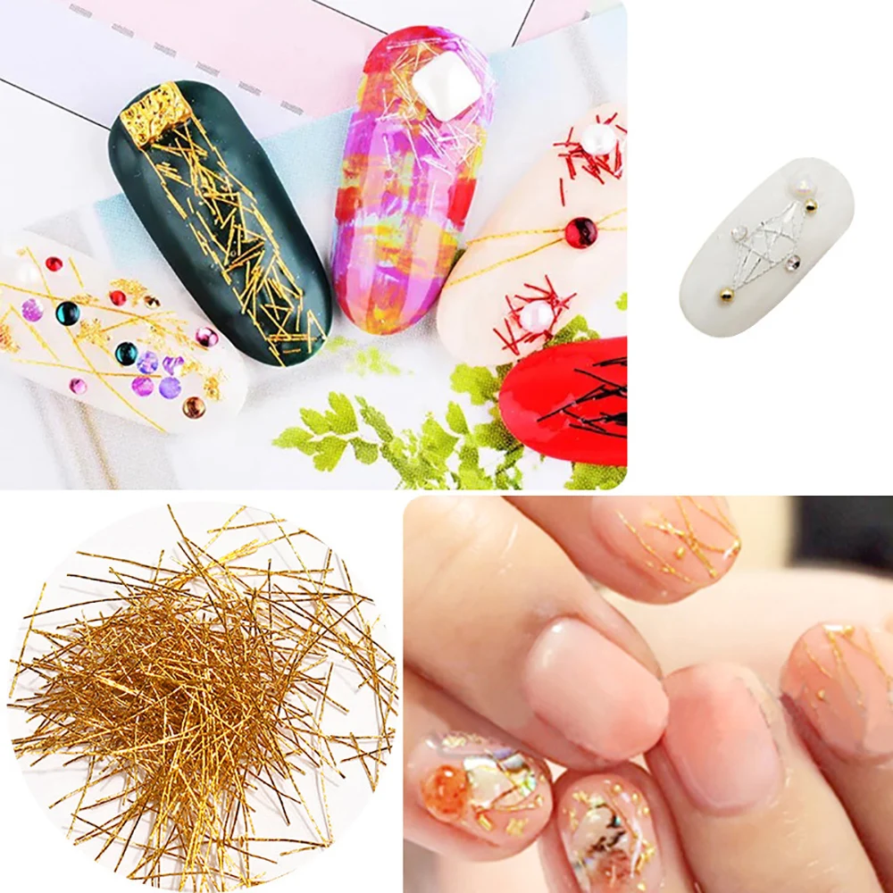 1 коробка золотые наклейки для ногтей/серебряная нить провода DIY ногтей лента