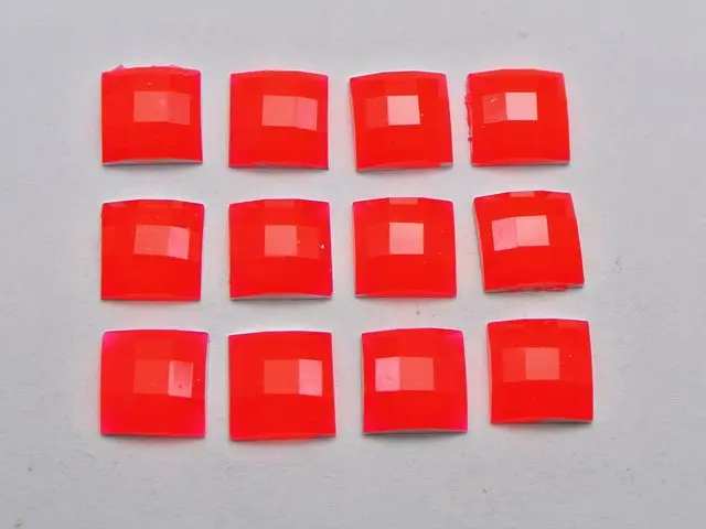 100 Смешанные неоновые цветные акриловые квадратные Стразы драгоценные камни 10x10