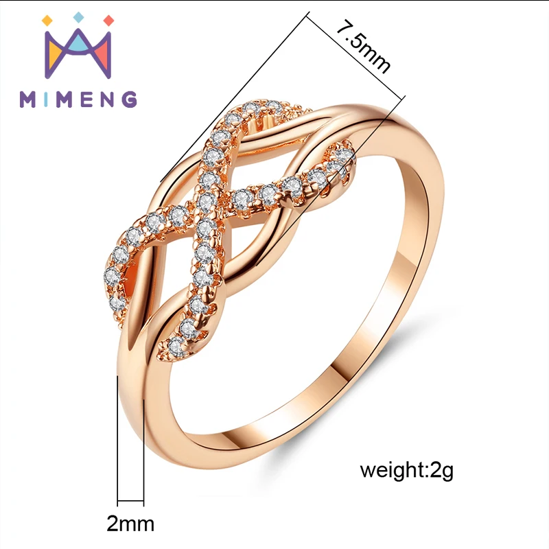MiMeng Новый кубический цирконий с украшением в виде кристаллов бесконечные кольца