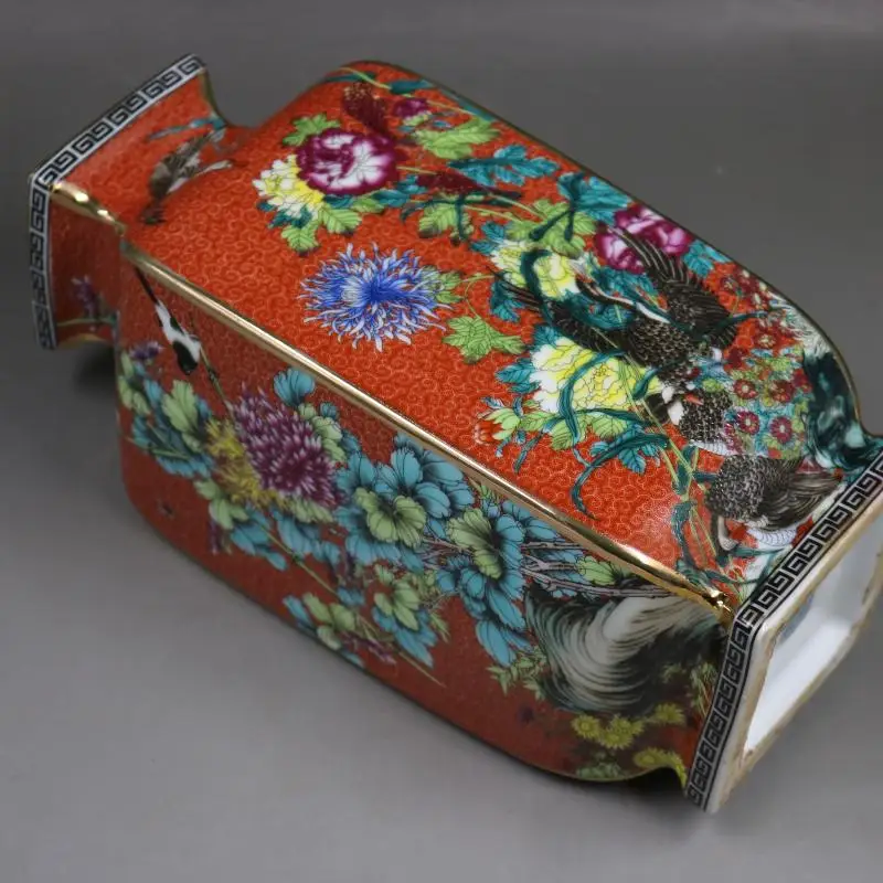 Jingdezhen Antique Ceramic Enamel Vase Square Vases Flowers And Birds Pattern Ancient Ming and Qing Porcelain | Дом и сад