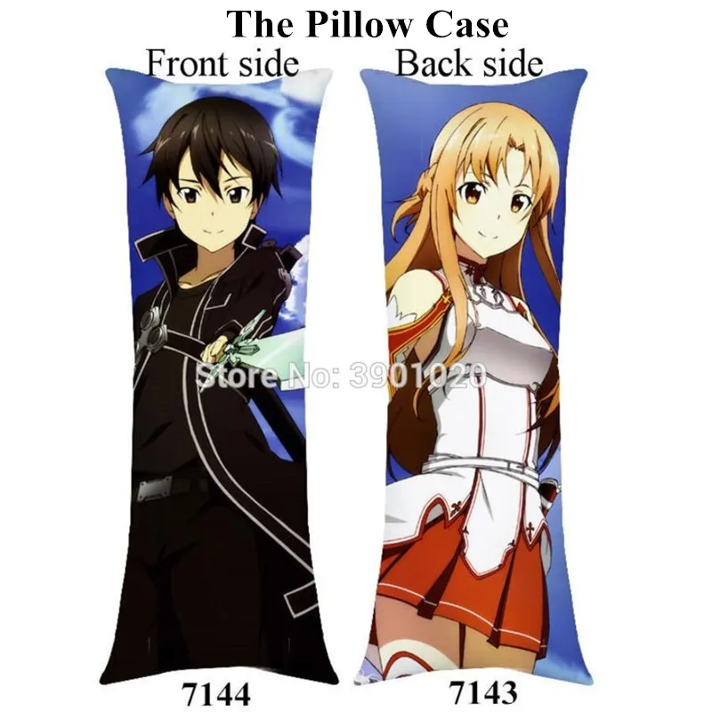 Аниме меч искусство онлайн Кирито Асуна обнимая тело pillowcover мультфильм атака на