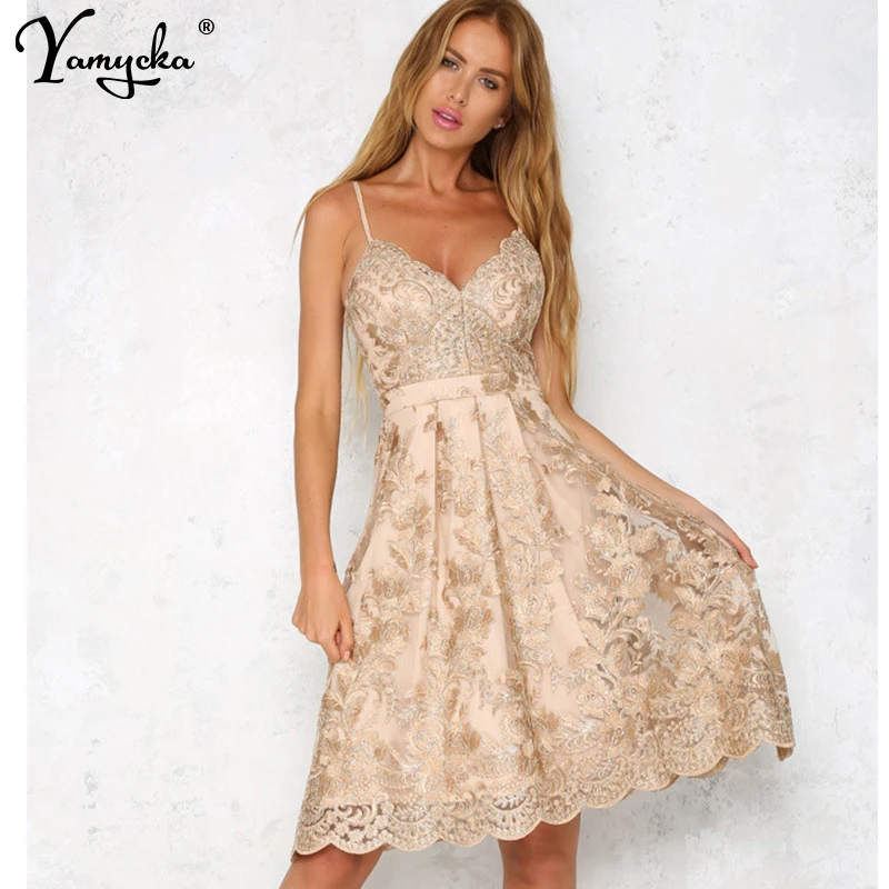 

Sexy Lace Embroidery Summer Dress women Vintage Off Shoulder Backless Dress elegant Spaghetti Strap Casual Party Dresses Vestido