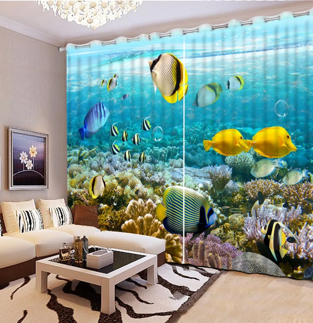 Modern Home Decor Fashion Decoration For Bedroom Aquarium Fish Coral Photo Curtains | Дом и сад