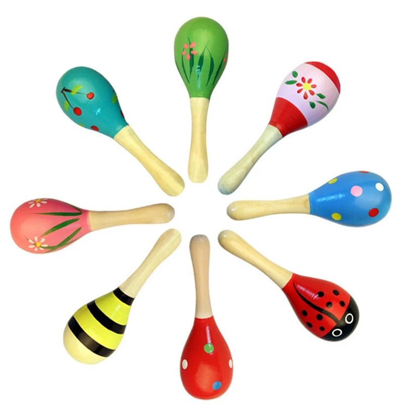1 шт. красочные деревянные maracas Детские Музыкальные инструменты Погремушка шейкер вечерние Детские Подарочные игрушки