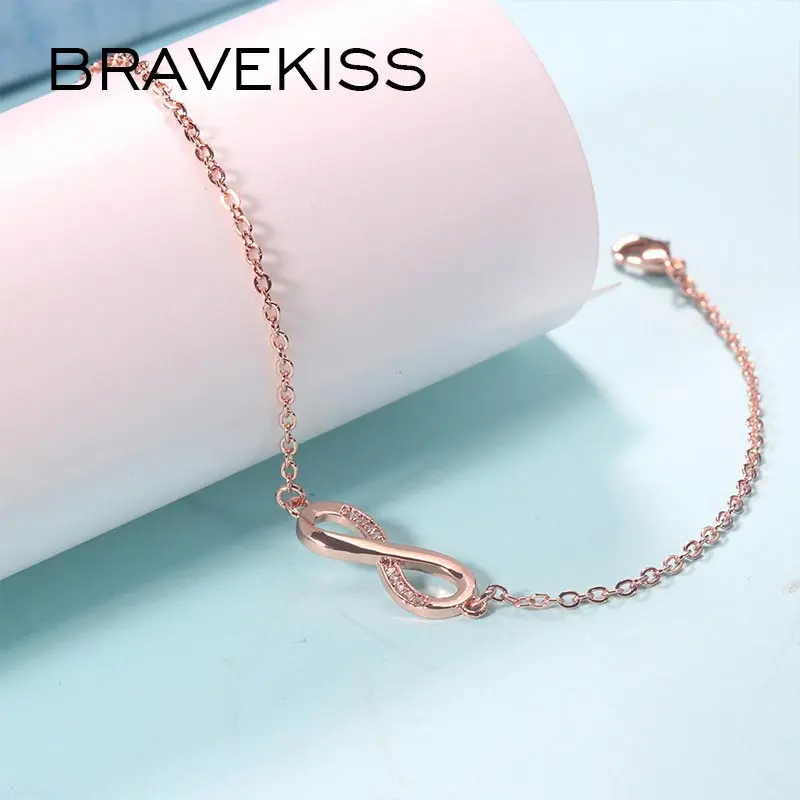 BRAVEKISS Initial Infinity браслеты с буквами розовое золото браслет цепочка дружбы модные