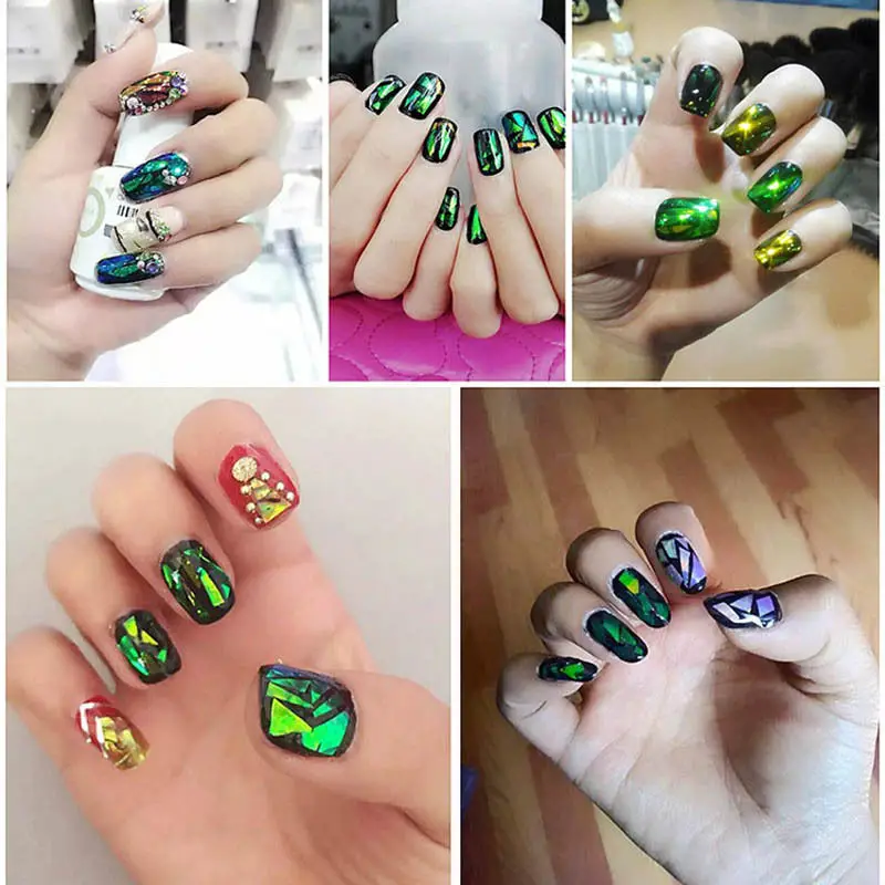 5 шт./лот 2016 мода панк передача фольги наклейки битое стекло ногтей DIY украшение