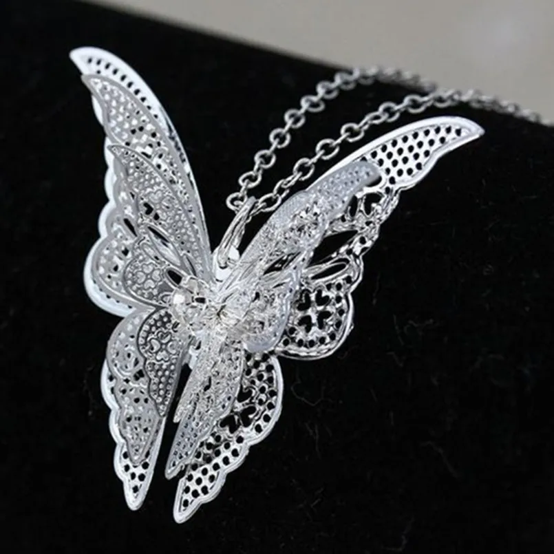 Женское ожерелье с подвеской бабочкой элегантное ажурное в стиле ретро богемном
