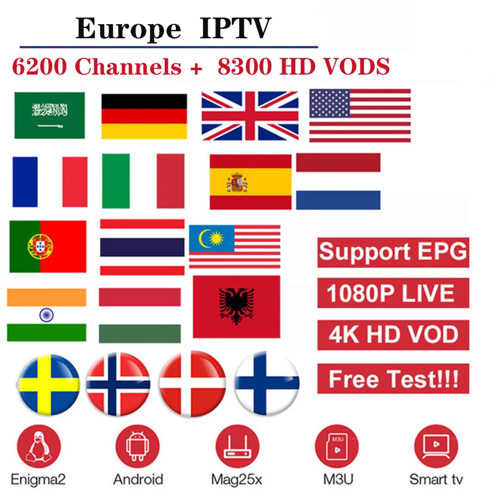 IP tv Europe M3U подписка с 3 месяцами 6200 канал включает новости для детей Спорт живой