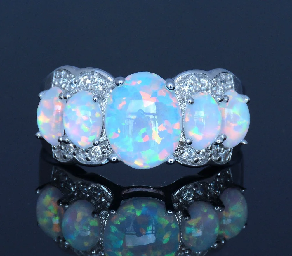 Белые кольца с огненным опалом для женщин|ring treatment|jewelry fashion ringsring holder jewelry |