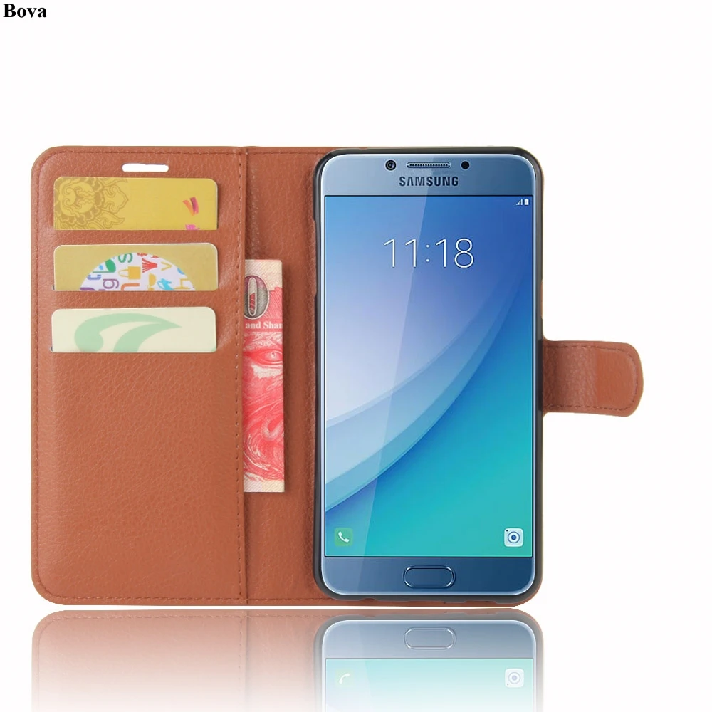 Кожаный чехол книжка в стиле ретро для Samsung Galaxy C5 Pro защитный с магнитной