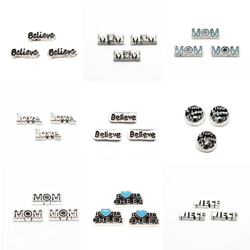 Хит продаж 10 шт./лот Хрустальные Плавающие Подвески с надписью LOVE MOM жилое стекло