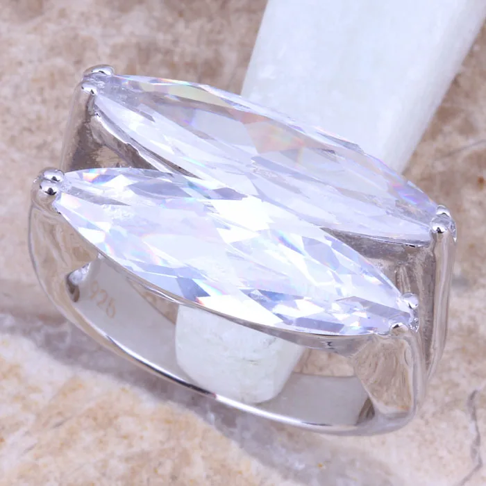 Очаровательное женское посеребренное кольцо с белым фианитом размер 6 7 8 9 R1107 |