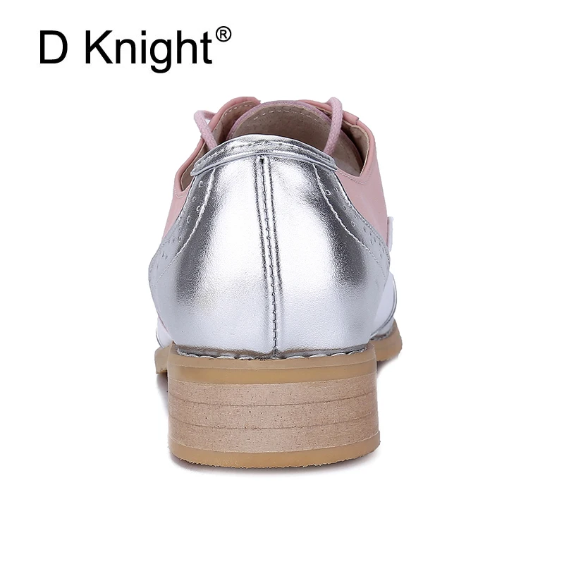 Handmade Women Genuine Full Grain Leather Oxfords Shoes Woman Big Size 32-43 Retro Flats Round Toe Brogue Oxford Shoes For Women