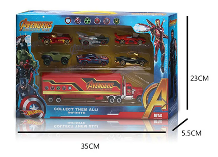 7 шт./компл. Мстители Железный человек, Халк, Локи, Spider-man Капитан Америка Batman Batmobile сплава автомобили набор модели грузовиков игрушки для детей