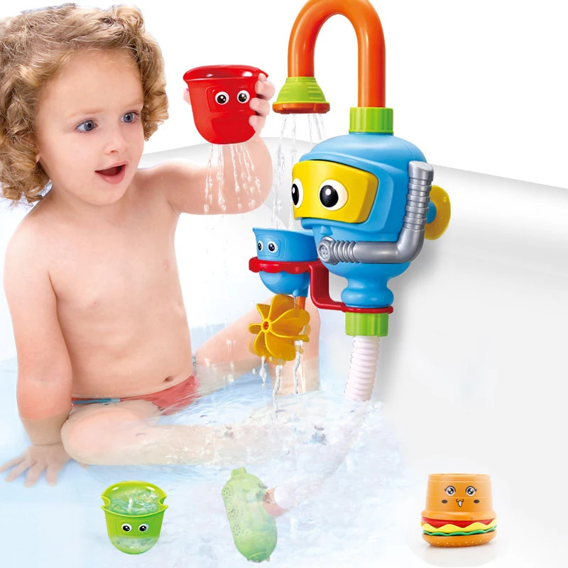 Wisthtime Baby Bath Toy Flow N Fill Spout 3 штабелируемые чашки и автоматический носик|Игрушки для