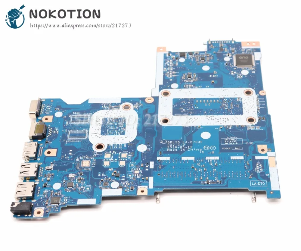 NOKOTION для hp 15-AC 250 G5 15-AY 15-AY005TX Материнская плата ноутбука 858583-601 858583-001 аккумулятор большой емкости BDL50 LA-D703P I3-5005U Процессор UMA DDR3
