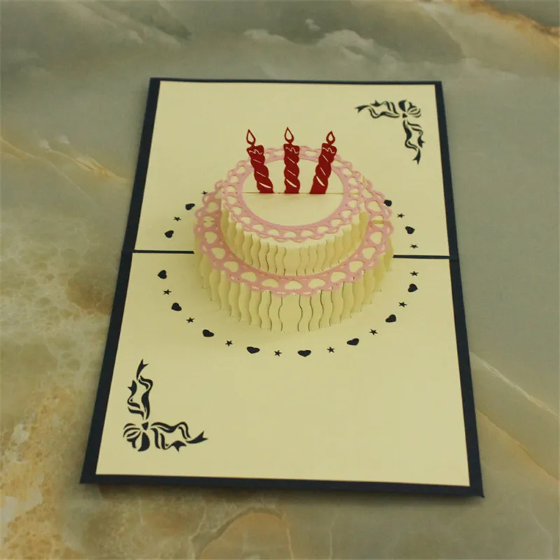 3D лазерный пирог с красивым тортом на день рождения всплывающая бумага ручной