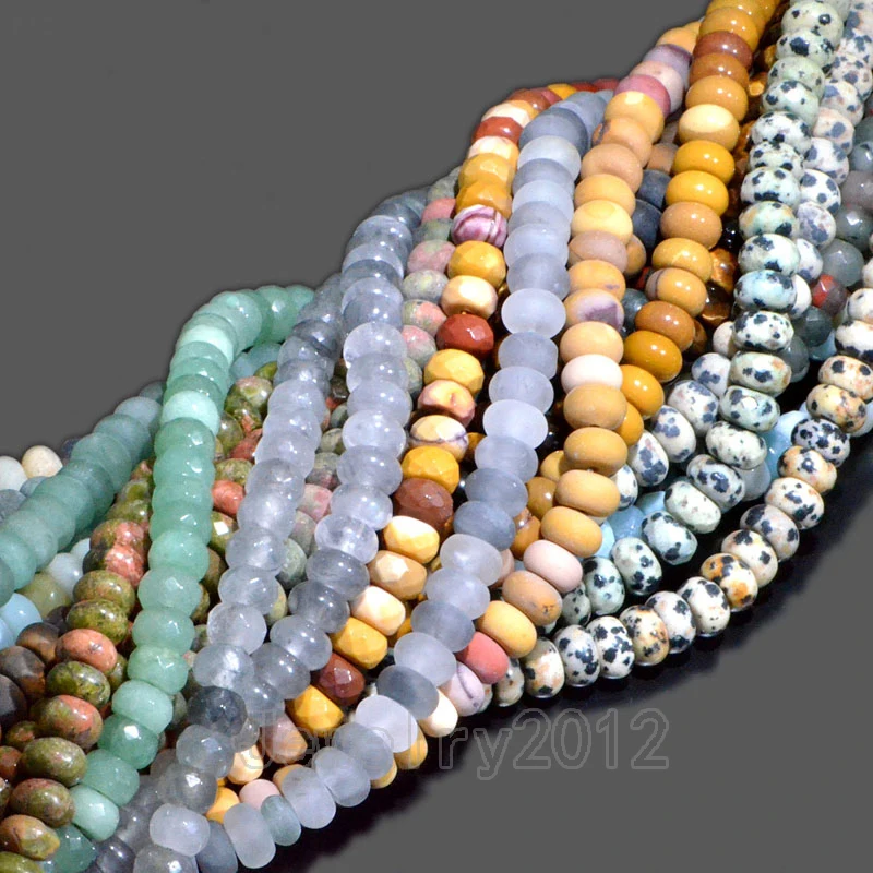 3Strands/Lot 4x6mm &amp 5x8mm Yellow Tiger Eye Smooth Matte Faceted Natural Gem stones Rondelle Loose Charm Beads 15.5&quot Lot | Украшения